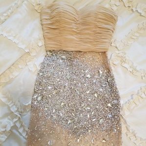 Terani Couture Nude Rhinestone Dress